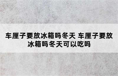 车厘子要放冰箱吗冬天 车厘子要放冰箱吗冬天可以吃吗